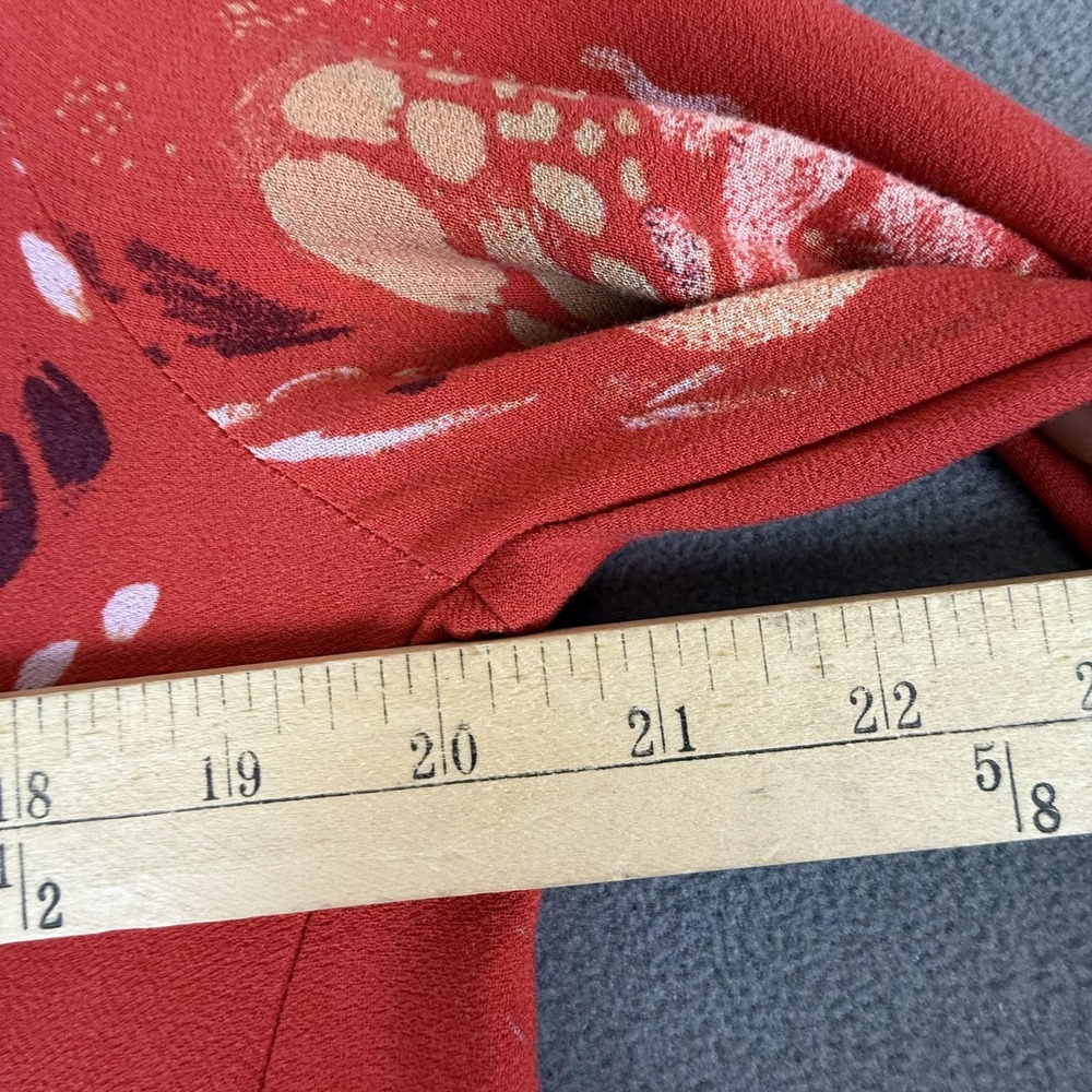 Free People Tunic Shirt Womens Small Red Floral Butterfly Boho Long Sleeve Rayon - Picture 10 of 16
